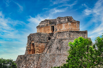 Pyramid of the Magician or the Adivino,towers 40 meters above the vast grounds of the classical age...