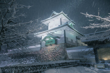 冬の金沢 雪夜の石川門