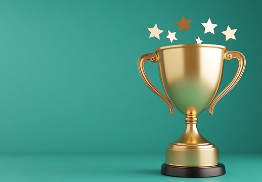 Golden Trophy Award with Stars  Winner Success  Achievement