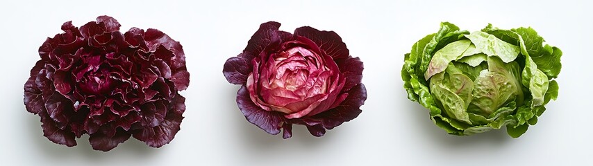Obraz premium Red Radicchio Red Butterhead and Green Butterhead Lettuce