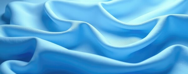 Obraz premium Soft petal-like folds in ethereal blue silk fabric, soft, flowing, gentle