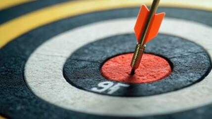 Precise Accuracy, Arrow Striking Bullseye on Dartboard