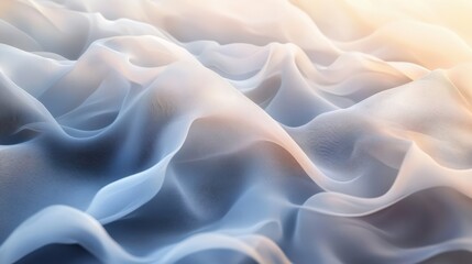 Obraz premium Delicate Flowing Layers of Sheer Fabric in Soft Blue and Cream Tones, Creating an Ethereal and Dreamlike Composition