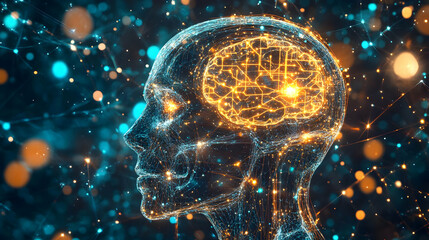 A futuristic image of a glowing brain connected to a digital network, representing advanced neuroscience concepts.