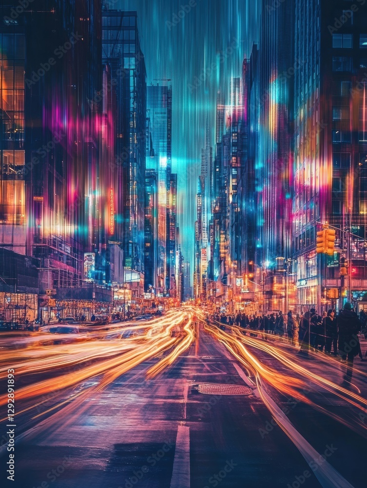 Aufkleber vibrant urban road with visualized sound waves and dynamic lights creates an immersive atmosphere at