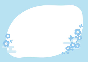 ネモフィラと蝶のシンプルフレーム