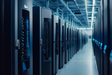 Edge computing units in a data center with localized processing and real-time analytics, illustrating improved speed and efficiency