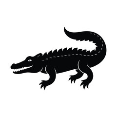 Crocodile Silhouette Vector Art Illustration and Minimalist Crocodile Black Color Design