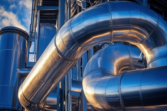 metal tubes in oil processing plant