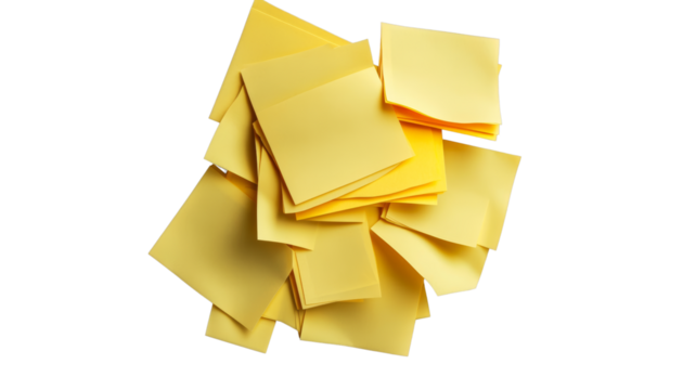 bundle of pieces of blank sticky note paper isolated on transparent background - Powered by Adobe