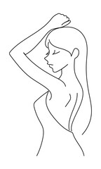 Profile of a woman raising one arm
