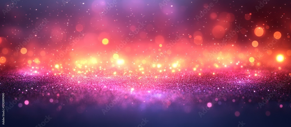 Poster sparkling glitter background with bokeh lights.
