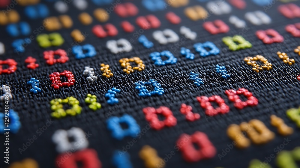 Poster colorful binary code fabric texture