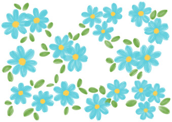 Illustration of a small Blue Daisy flower blooming