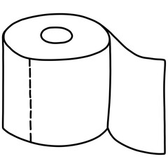 Hand drawn toilet paper cartoon illustration outline 
