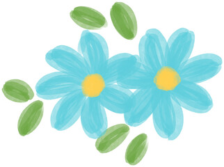 Illustration of a small Blue Daisy flower blooming