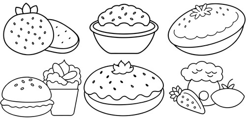 Food Outline Coloring Page Printable Line Art Drawing