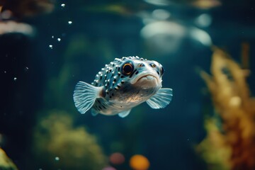 Obraz premium Pufferfish or fugu are marine fish that can inflate their bodies for protection by ingesting water or air