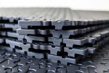 puzzle shaped pile of rubber mats