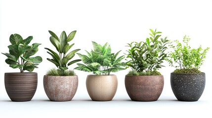 Fototapeta premium Set of flower pots for decor isolated on white background