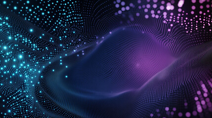 Fototapeta premium Futuristic Digital Wave with Glowing Dots and Abstract Data Flow