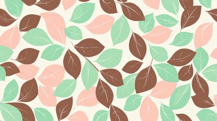 Colorful Leaf Pattern on Light Background for Natural Decor