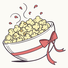 vector illustration of a bowl of popcorn