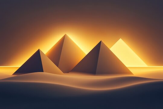 Pyramid design backdrop featuring shadows and lighting