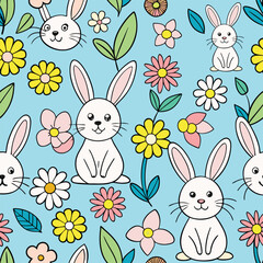 easter seamless pattern with rabbits