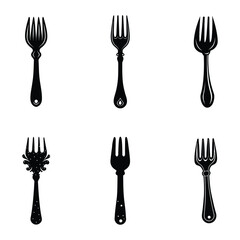 fork spoon set silhouette vector white background.