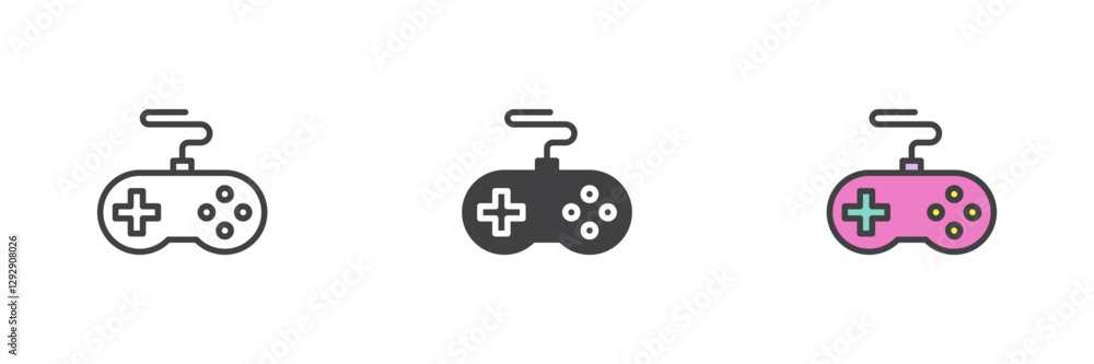 Poster gamepad or game controller different style icon set