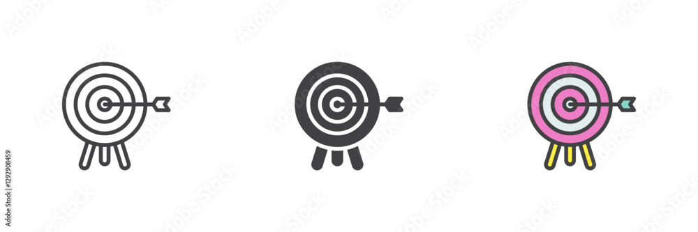 Poster target with arrow different style icon set