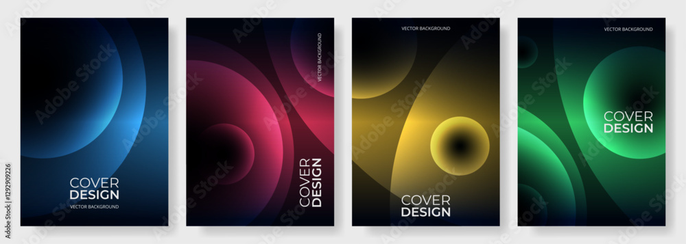 Aufkleber Abstract minimalist cover design set. Modern poster background collection vector template with color gradient for flyer, brochure, banner, notebook, book, card, annual report presentation.