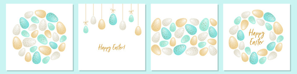 Set of scandinavian Easter eggs backgrounds 