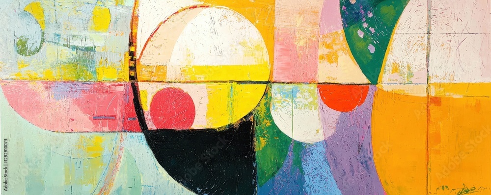 Aufkleber a vibrant abstract painting featuring colorful shapes and bold lines, creating a dynamic visual expe