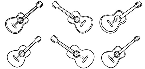 Guitar Outline Coloring Page Printable Line Art Drawing 