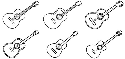Guitar Outline Coloring Page Printable Line Art Drawing 