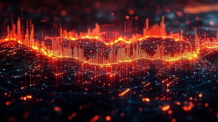 Abstract Visualization of Global Network Data Flow and Connections Showing Dynamic Data Trends and Patterns