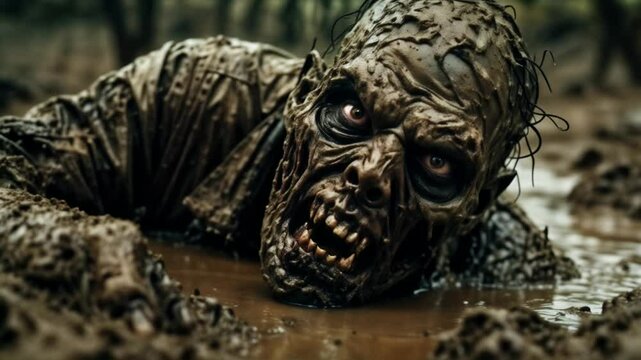 Creepy zombies in the dark. Scary video for Halloween.