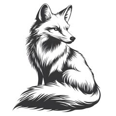 Obraz premium A realistic depiction of a fox sitting on the ground in a natural setting surrounded by grass