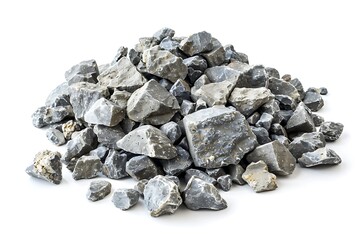 Pale of crushed stone isolated on white background