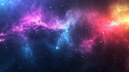 Naklejka premium Cosmic Nebula Displays Vivid Colors Across Space