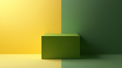 Minimalist Color Block Composition with Yellow and Green Tones