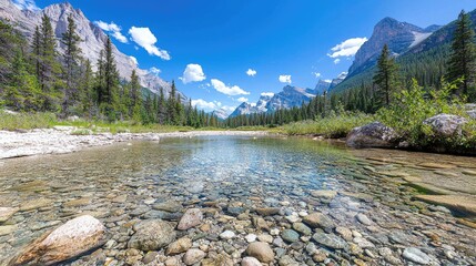 Crystal clear river flows through mountain valley (3)