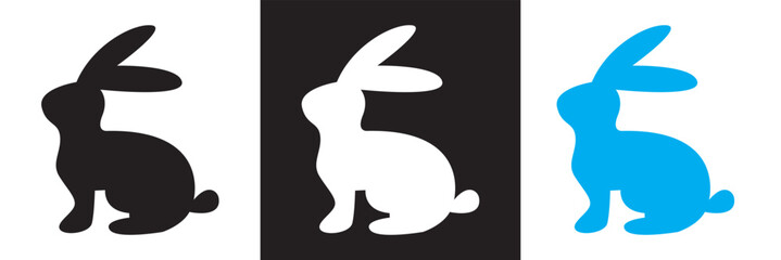 Easter rabbit  icon.   Isolated on white and black background. Vector illustration. EPS 10