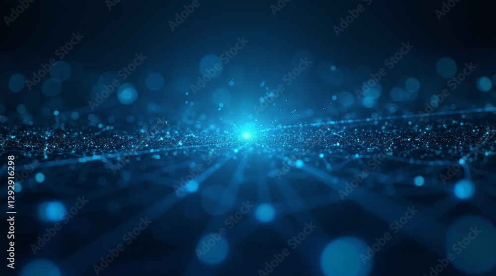 Fototapete glowing blue particles and lines forming a digital network. futuristic abstract technology backgroun