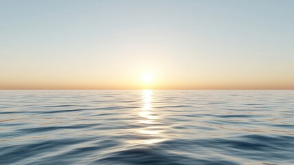 Obraz premium Serene ocean view at sunrise with gentle waves and a clear sky. Tranquil scene capturing the beauty of nature.