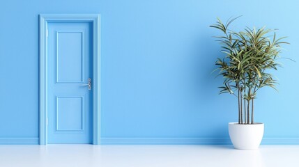 Blue door, plant, room, interior design, home decor