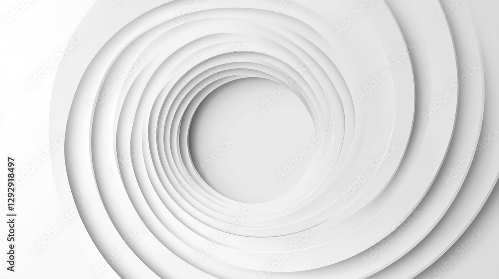 Poster abstract white spiral design with concentric circles.