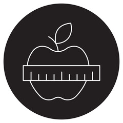 Apple with Measuring Tape icon, Nutrition & Fitness Symbol of Healthy Living and Weight Management!, Track Your Health Apple with Measuring Tape for a Balanced Lifestyle, vector